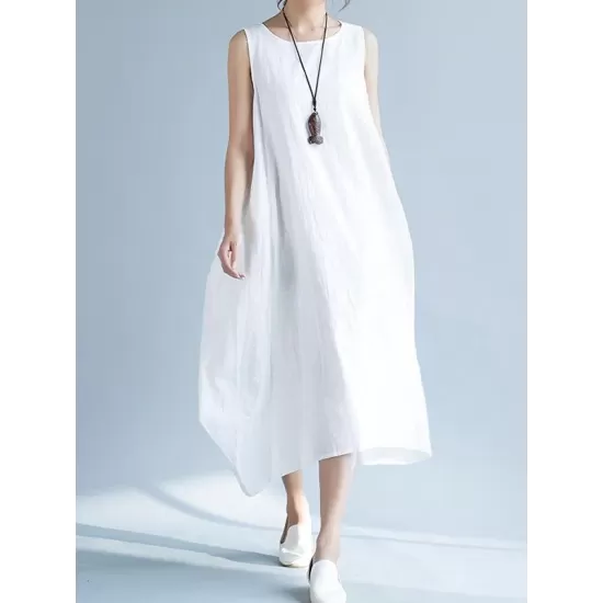 New Artistic Solid Sleeveless Dress New Artistic Solid Sleeveless Dress