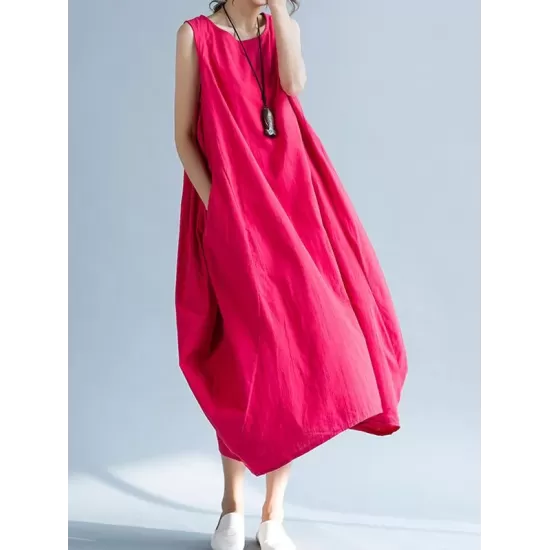 New Artistic Solid Sleeveless Dress New Artistic Solid Sleeveless Dress