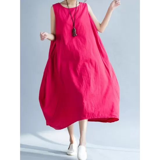New Artistic Solid Sleeveless Dress New Artistic Solid Sleeveless Dress