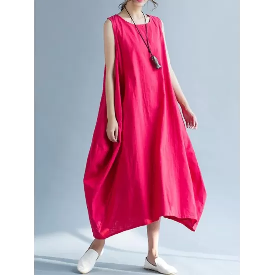New Artistic Solid Sleeveless Dress New Artistic Solid Sleeveless Dress
