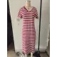 Printed Split-Side Striped A-Line Loose V-Neck Midi Dresses Printed Split-Side Striped A-Line Loose V-Neck Midi Dresses
