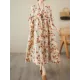 Floral Printed Pleated Split-Joint Loose Raglan Sleeve Round-Neck Midi Dresses Floral Printed Pleated Split-Joint Loose Raglan Sleeve Round-Neck Midi Dresses