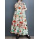 Buttoned Printed Split-Joint Loose Short Sleeves Stand Collar Midi Dresses Buttoned Printed Split-Joint Loose Short Sleeves Stand Collar Midi Dresses