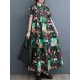 Buttoned Printed Split-Joint Loose Short Sleeves Stand Collar Midi Dresses Buttoned Printed Split-Joint Loose Short Sleeves Stand Collar Midi Dresses