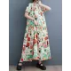 Buttoned Printed Split-Joint Loose Short Sleeves Stand Collar Midi Dresses Buttoned Printed Split-Joint Loose Short Sleeves Stand Collar Midi Dresses