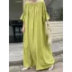 Solid Color Half Sleeves Loose Round-Neck Midi Dresses Solid Color Half Sleeves Loose Round-Neck Midi Dresses