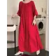Solid Color Half Sleeves Loose Round-Neck Midi Dresses Solid Color Half Sleeves Loose Round-Neck Midi Dresses