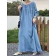 Solid Color Half Sleeves Loose Round-Neck Midi Dresses Solid Color Half Sleeves Loose Round-Neck Midi Dresses