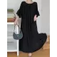 Solid Color Half Sleeves Loose Round-Neck Midi Dresses Solid Color Half Sleeves Loose Round-Neck Midi Dresses