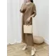 Pleated Solid Color Half Sleeves Irregular Clipping Round-Neck Midi Dresses Pleated Solid Color Half Sleeves Irregular Clipping Round-Neck Midi Dresses