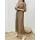 Pleated Solid Color Half Sleeves Irregular Clipping Round-Neck Midi Dresses Pleated Solid Color Half Sleeves Irregular Clipping Round-Neck Midi Dresses