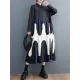 Contrast Color Pleated Printing Split-Joint A-Line Long Sleeves Polo Midi Dresses Contrast Color Pleated Printing Split-Joint A-Line Long Sleeves Polo Midi Dresses
