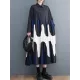 Contrast Color Pleated Printing Split-Joint A-Line Long Sleeves Polo Midi Dresses Contrast Color Pleated Printing Split-Joint A-Line Long Sleeves Polo Midi Dresses
