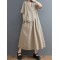 Pleated Solid Color Split-Joint Loose Short Sleeves V-Neck Midi Dresses