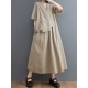 Pleated Solid Color Split-Joint Loose Short Sleeves V-Neck Midi Dresses Pleated Solid Color Split-Joint Loose Short Sleeves V-Neck Midi Dresses