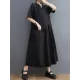 Pleated Solid Color Split-Joint Loose Short Sleeves V-Neck Midi Dresses Pleated Solid Color Split-Joint Loose Short Sleeves V-Neck Midi Dresses