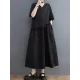 Pleated Solid Color Split-Joint Loose Short Sleeves V-Neck Midi Dresses Pleated Solid Color Split-Joint Loose Short Sleeves V-Neck Midi Dresses
