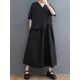 Pleated Solid Color Split-Joint Loose Short Sleeves V-Neck Midi Dresses Pleated Solid Color Split-Joint Loose Short Sleeves V-Neck Midi Dresses