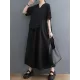 Pleated Solid Color Split-Joint Loose Short Sleeves V-Neck Midi Dresses Pleated Solid Color Split-Joint Loose Short Sleeves V-Neck Midi Dresses