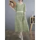 Hollow Pleated Printed Split-Joint Loose Short Sleeves Round-Neck Midi Dresses Hollow Pleated Printed Split-Joint Loose Short Sleeves Round-Neck Midi Dresses