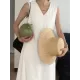 Solid Color Loose Sleeveless Round-neck Midi Dresses Solid Color Loose Sleeveless Round-neck Midi Dresses