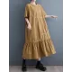 Pleated Split-Joint Loose Short Sleeves Round-Neck Midi Dresses Pleated Split-Joint Loose Short Sleeves Round-Neck Midi Dresses