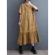 Pleated Split-Joint Loose Short Sleeves Round-Neck Midi Dresses Pleated Split-Joint Loose Short Sleeves Round-Neck Midi Dresses
