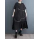 Pleated Split-Joint Loose Short Sleeves Round-Neck Midi Dresses Pleated Split-Joint Loose Short Sleeves Round-Neck Midi Dresses