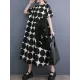 Polka-Dot Split-Joint Loose Short Sleeves Round-Neck Midi Dresses Polka-Dot Split-Joint Loose Short Sleeves Round-Neck Midi Dresses
