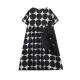 Polka-Dot Split-Joint Loose Short Sleeves Round-Neck Midi Dresses Polka-Dot Split-Joint Loose Short Sleeves Round-Neck Midi Dresses