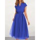 Solid Color Loose Short Sleeves V-Neck Midi Dresses Solid Color Loose Short Sleeves V-Neck Midi Dresses