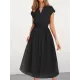 Solid Color Loose Short Sleeves V-Neck Midi Dresses Solid Color Loose Short Sleeves V-Neck Midi Dresses
