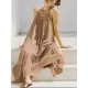 A-Line Loose Pleated Solid Color Split-Joint Round-Neck Midi Dresses Slip Dress A-Line Loose Pleated Solid Color Split-Joint Round-Neck Midi Dresses Slip Dress