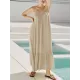 A-Line Loose Pleated Solid Color Split-Joint Round-Neck Midi Dresses Slip Dress A-Line Loose Pleated Solid Color Split-Joint Round-Neck Midi Dresses Slip Dress