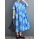 Polka-Dot Loose Short Sleeves Lapel Collar Midi Dresses Polka-Dot Loose Short Sleeves Lapel Collar Midi Dresses