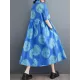 Polka-Dot Loose Short Sleeves Lapel Collar Midi Dresses Polka-Dot Loose Short Sleeves Lapel Collar Midi Dresses