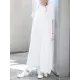 Pleated Solid Color Split-Joint Loose Short Sleeves Round-Neck Midi Dresses Pleated Solid Color Split-Joint Loose Short Sleeves Round-Neck Midi Dresses