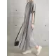 Pleated Solid Color Split-Joint Loose Short Sleeves Round-Neck Midi Dresses Pleated Solid Color Split-Joint Loose Short Sleeves Round-Neck Midi Dresses