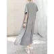 Pleated Solid Color Split-Joint Loose Short Sleeves Round-Neck Midi Dresses Pleated Solid Color Split-Joint Loose Short Sleeves Round-Neck Midi Dresses