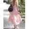 Solid Color Loose Sleeveless V-Neck Midi Dresses