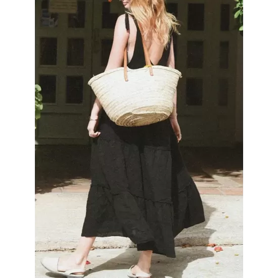 Solid Color Loose Sleeveless V-Neck Midi Dresses Solid Color Loose Sleeveless V-Neck Midi Dresses