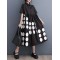 Buttoned Pockets Polka Dot Printed A-line Loose Lapel Midi Dresses