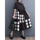 Buttoned Pockets Polka Dot Printed A-line Loose Lapel Midi Dresses Buttoned Pockets Polka Dot Printed A-line Loose Lapel Midi Dresses