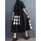Buttoned Pockets Polka Dot Printed A-line Loose Lapel Midi Dresses Buttoned Pockets Polka Dot Printed A-line Loose Lapel Midi Dresses