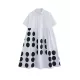 Buttoned Pockets Polka Dot Printed A-line Loose Lapel Midi Dresses Buttoned Pockets Polka Dot Printed A-line Loose Lapel Midi Dresses
