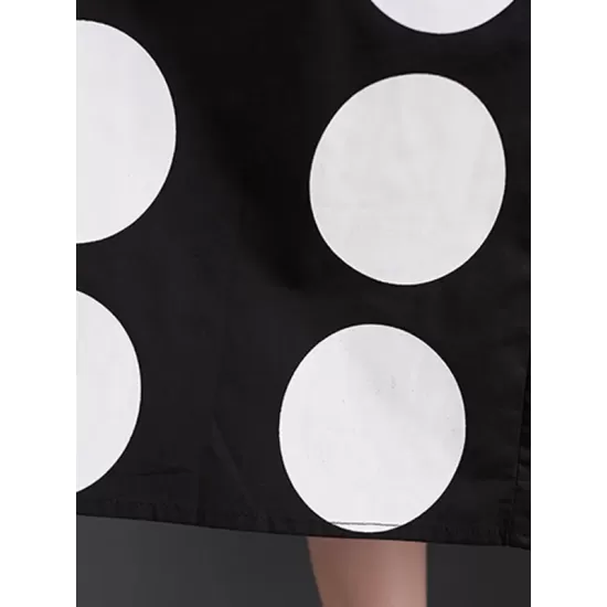 Buttoned Pockets Polka Dot Printed A-line Loose Lapel Midi Dresses Buttoned Pockets Polka Dot Printed A-line Loose Lapel Midi Dresses
