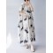 Pleated Printed Split-Joint Loose Short Sleeves Round-neck Midi Dresses