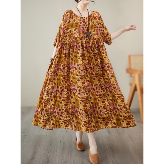 Pleated Split-Joint Batwing Sleeves Loose Round-Neck Midi Dresses Pleated Split-Joint Batwing Sleeves Loose Round-Neck Midi Dresses