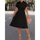 Buttoned Solid Color Tied Waist A-Line High Waisted Lapel Collar Shirt Dress Midi Dresses Buttoned Solid Color Tied Waist A-Line High Waisted Lapel Collar Shirt Dress Midi Dresses