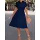 Buttoned Solid Color Tied Waist A-Line High Waisted Lapel Collar Shirt Dress Midi Dresses Buttoned Solid Color Tied Waist A-Line High Waisted Lapel Collar Shirt Dress Midi Dresses
